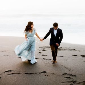 Jenny Yoo Cassie flutter sleeve dress sz mist